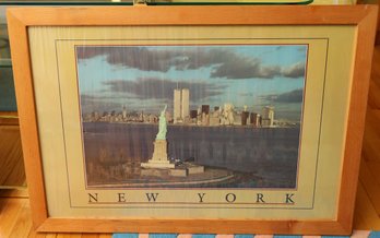 Vintage New York Poster, Statue Of Liberty & World Trade Center