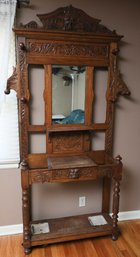 Antique Victorian Green Man Carved Hall Stand