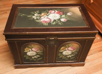 Vintage Hand Painted Floral Wooden Chest