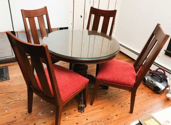 Antique Claw Foot Dining Table W/ 4 Upholstered Chairs