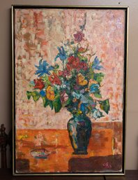 Stunning Oil On Canvas Floral Arrangement - Signed - 1969