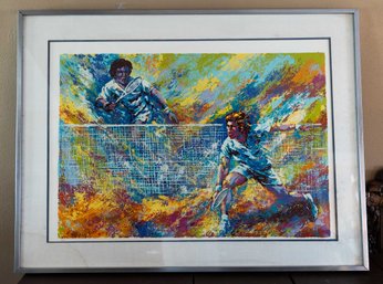 Mark King Tennis Color Serigraph Signed Mark King -  Large Sports Artwork Framed - 111/325