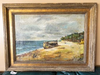 'The Shore' Beautiful Vintage Oil On Canvas - Signed & Framed