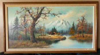 Beautiful Vintage Landscape Oil On Canvas, Large,  Signed Morgan