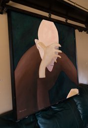 'in Thought' Paint On Canvas - Large - Signed Susan Schmee - 1987