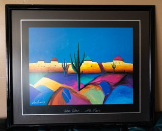 Framed Artist Proof, Western Cactus Artwork, Signed