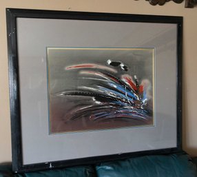 'night Lights' Large Stunning Abstract Art - Framed & Matted -signed