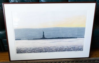 Stunning Large Watercolor Harbor #14 Statue Of Liberty - Signed Bill Sullivan - Large