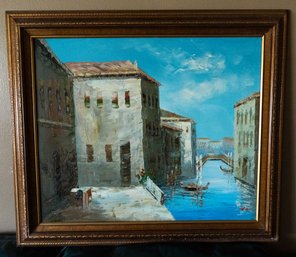Venetian Canal Signed ANA - Oil On Canvas