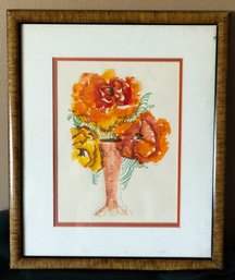 Stunning Floral Water Color Painting, Signed - Christina Cruz 1910