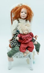 Collectible 14' Artist Porcelain Doll Erin By Sandi McAslan 23/100  4-94 & 7' Vintage Doll Signed