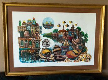 Amram Ebgi, 'City Of Jaffa' Limited Edition Lithograph, Numbered And Hand Signed 915/950