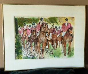 Fox Hunt Water Color Painting - Signed Emily