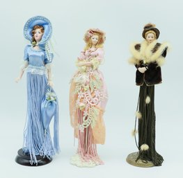 Victorian Tassel Dolls - 3 Total - Home Decor - 3 Stands Included
