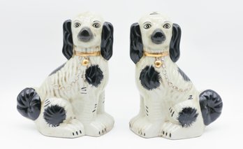 Pair Of Staffordshire Style Dog Figurines, 10' Tall , No Markings