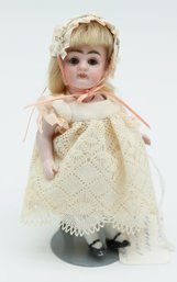 German All-Bisque Miniature Doll By Kestner With Swivel Head, 5' Tall