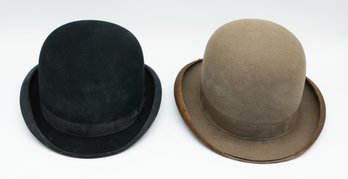Antique Bowler Hat 'the United Hatters Of North America' & Antique Dunn & Co Bowler Hat, Made In Great Britain