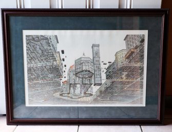 Artwork By Aurelio Vattimo Signed & Numbered Lithograph - The Florentine Architecturally Scaled Picture