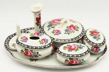 Vintage Floral Porcelain Vanity Set