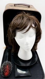 Vintage - La Famous Wig Case W/ Wig & Mannequin Wig Stand  Included