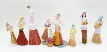 Large Group Of Ceramic Half-doll Pin Cushion/whisk Brooms - German -  Please See ALL PHOTOS
