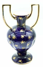 LOFISA Cobalt Blue And Gold  Double Handle Porcelain Vase
