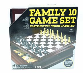 Family 10 Game Set - Wood Cabinet