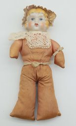 Vintage Porcelain Head, Cloth Body Doll