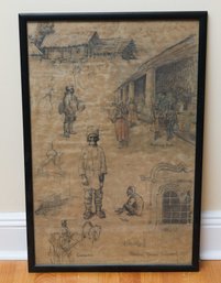 Antique Framed Chinese Art , Signed