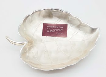 Japanese Pearlized Silver Ware By Moben 1950s - Leaf Bowl, Centerpiece - In Original Box - NEW
