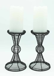 Charming Retro Metal Candle Holders W/ Candles