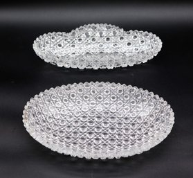 Stunning American Cut Glass Low Bowl W/ Matching Oblong Glass Dish