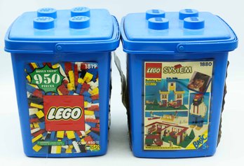 Vintage Legos - Pair Of Vintage Rare 90s Vintage 1880 & 1819  Basic Building Set With Carry Storage Case
