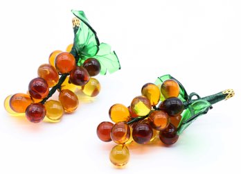 Murano Glass MyItalianDecor Grape Cluster, Gold, Glass Fruit Made In Italy - PAIR