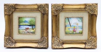 Pair Of Vintage Oil Paintings Signed Claire