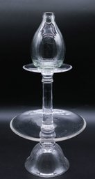 Two Tier Glass Desert Platter,  Small Class Vase Included