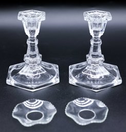 Pair Of Crystal Candle Stick Holders