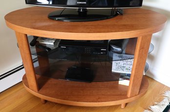 Wooden Television Stand W/ Glass Shelves