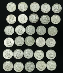 30 Franklin Half Dollar Coins - See All Photos For Dates