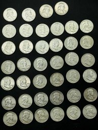 40 Franklin Half Dollars, 1948 & 1963 - 90 Silver