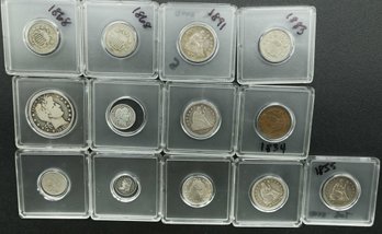 Large Lot Of Antique Coins (13 Total)- Please See Description For Detailed Break Down, Please See All Photos