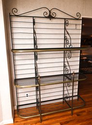 Large French Wrought Iron & Brass Bakers Rack - Large