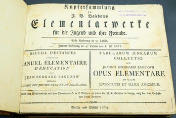 1774 Chodowiecki ART 1ed Elementarwerk Basedow German Education Reform Pedagogy BASEDOW, JOHANN BERNHARD