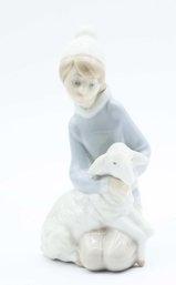 Lladro Boy Sitting With Sheep