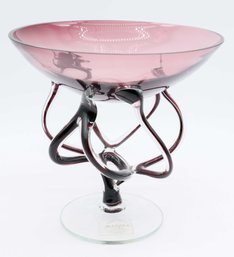 Mid-Century Modern Makora Jozefina Krosno Octopus Glass Pedestal Bowl/Compote