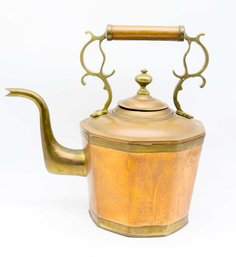 Antique European Brass Kettle Or Teapot - Rare