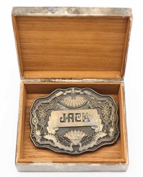 Sterling Jewelry Box W/ Vintage Belt Buckle - 'JACK'