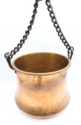 Large Copper Cauldron, Antique Fireplace Decor, Copper Firewood Storage Pot, Hand Hammered Copper Firewood Sto