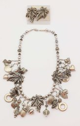 Vintage Charm Necklace W/ Matching Earrings