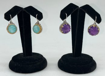 Gerochristo Blue/purple Quartz 925 Silver Earring Sets - 2 Sets Total